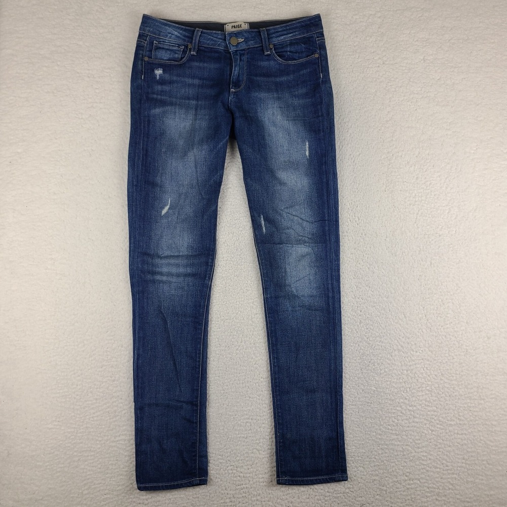 Paige Jeans Womens 26 Blue Jimmy Jimmy Skinny Penelope Distress Dark Wash Denim - Picture 1 of 13